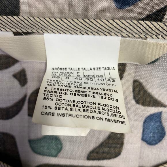 MAX MARA Size 8 Grey Multi Color Cotton Silk Abstract Short Sleeve Dress - Picture 6 of 7